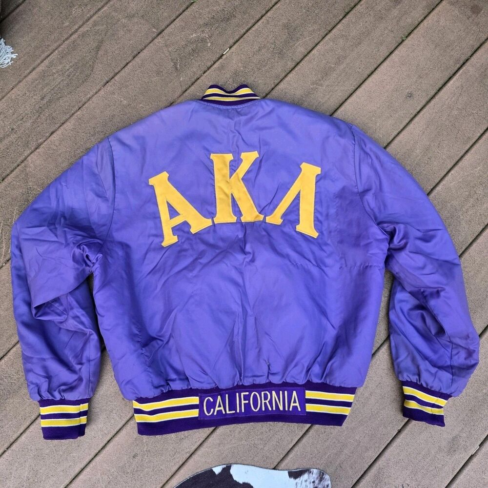1970s California Varsity Jacket Spring 71 AKA Purple Yellow 1970s Vtg USA (XL)